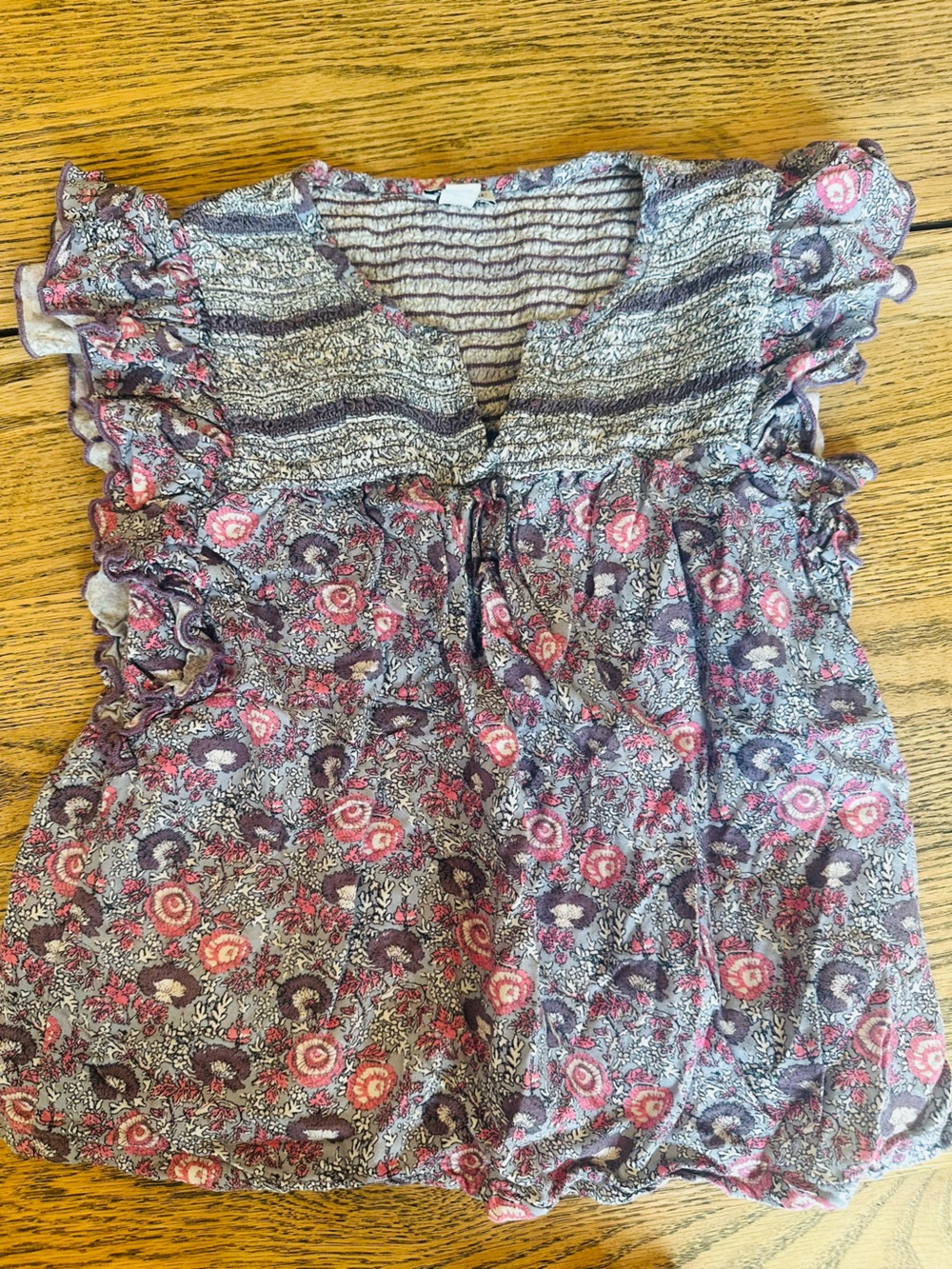 Splendid Floral Smocked Camisole in Pink and Gray